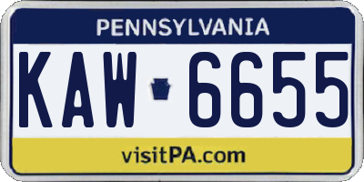 PA license plate KAW6655