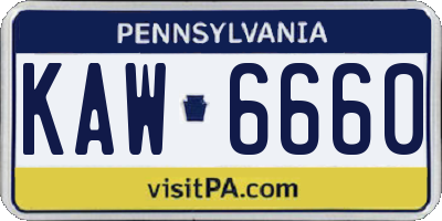 PA license plate KAW6660
