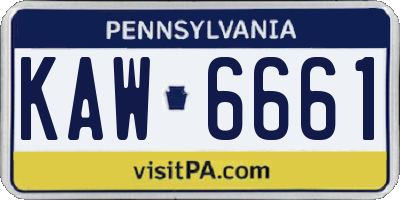 PA license plate KAW6661