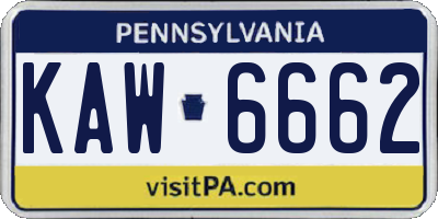 PA license plate KAW6662