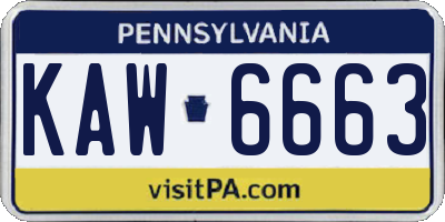 PA license plate KAW6663