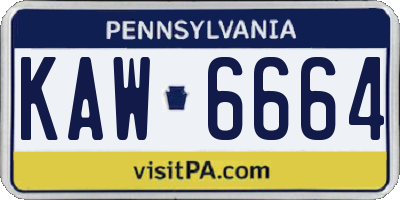 PA license plate KAW6664