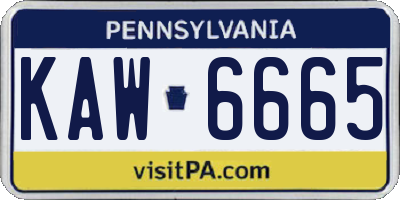 PA license plate KAW6665
