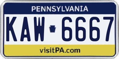 PA license plate KAW6667