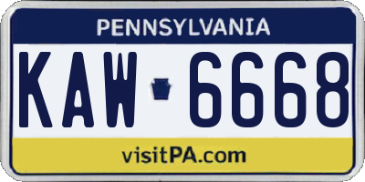 PA license plate KAW6668