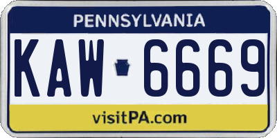 PA license plate KAW6669