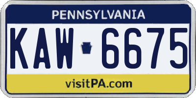 PA license plate KAW6675
