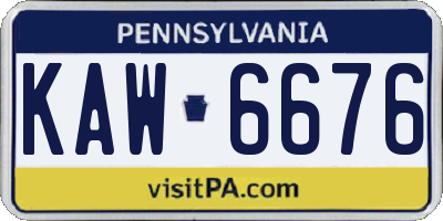 PA license plate KAW6676