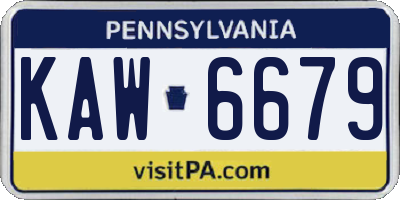 PA license plate KAW6679