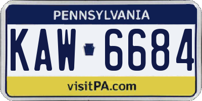 PA license plate KAW6684