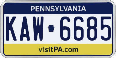 PA license plate KAW6685