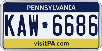 PA license plate KAW6686