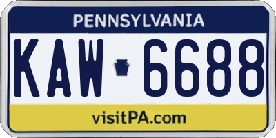 PA license plate KAW6688