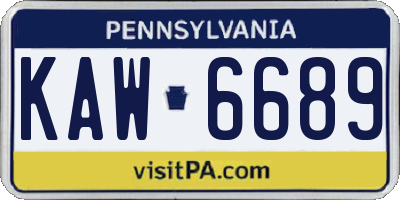 PA license plate KAW6689