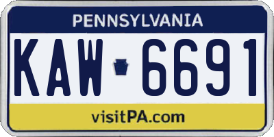 PA license plate KAW6691