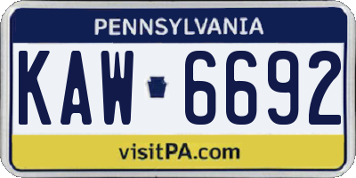PA license plate KAW6692