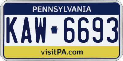 PA license plate KAW6693