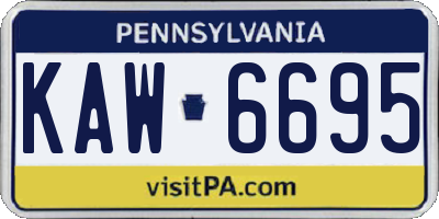 PA license plate KAW6695