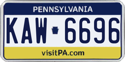 PA license plate KAW6696