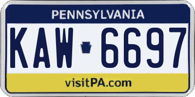 PA license plate KAW6697