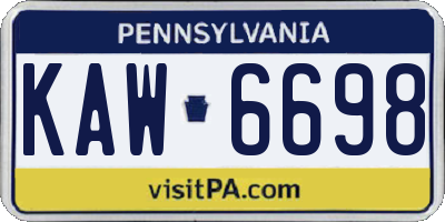 PA license plate KAW6698