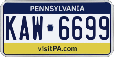 PA license plate KAW6699