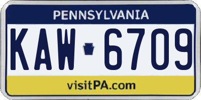 PA license plate KAW6709