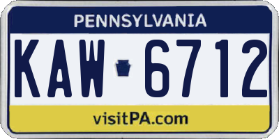PA license plate KAW6712