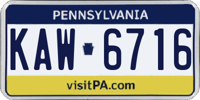 PA license plate KAW6716