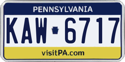 PA license plate KAW6717