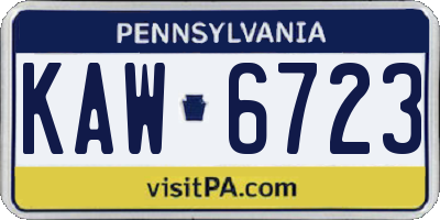 PA license plate KAW6723