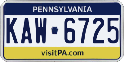 PA license plate KAW6725