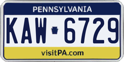 PA license plate KAW6729