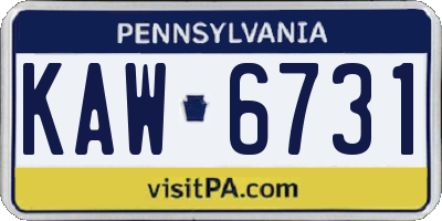 PA license plate KAW6731