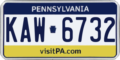 PA license plate KAW6732
