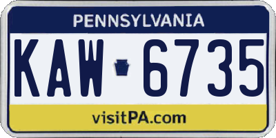 PA license plate KAW6735