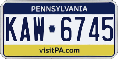 PA license plate KAW6745