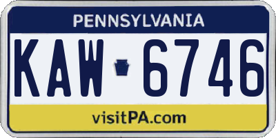 PA license plate KAW6746