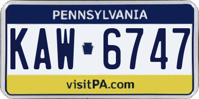 PA license plate KAW6747