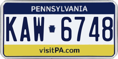 PA license plate KAW6748