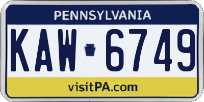 PA license plate KAW6749
