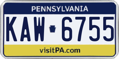 PA license plate KAW6755