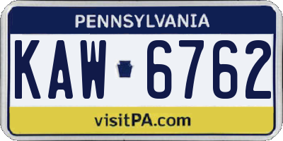 PA license plate KAW6762