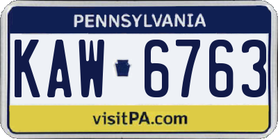 PA license plate KAW6763
