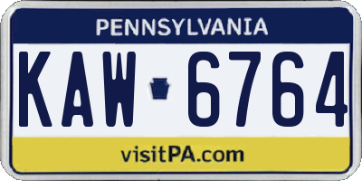 PA license plate KAW6764