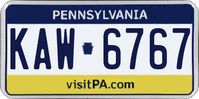 PA license plate KAW6767