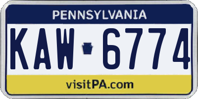 PA license plate KAW6774