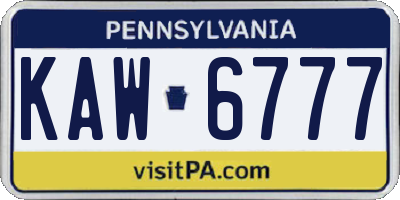 PA license plate KAW6777