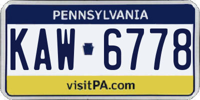 PA license plate KAW6778