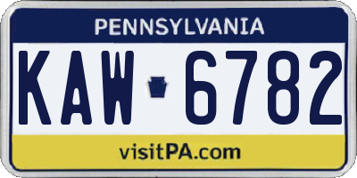 PA license plate KAW6782